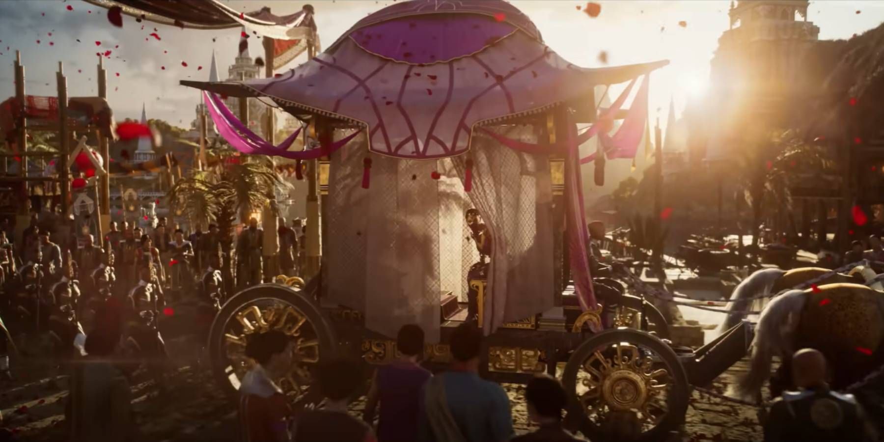 Kitana and Mileena riding in a carriage in the Mortal Kombat 1 reveal trailer