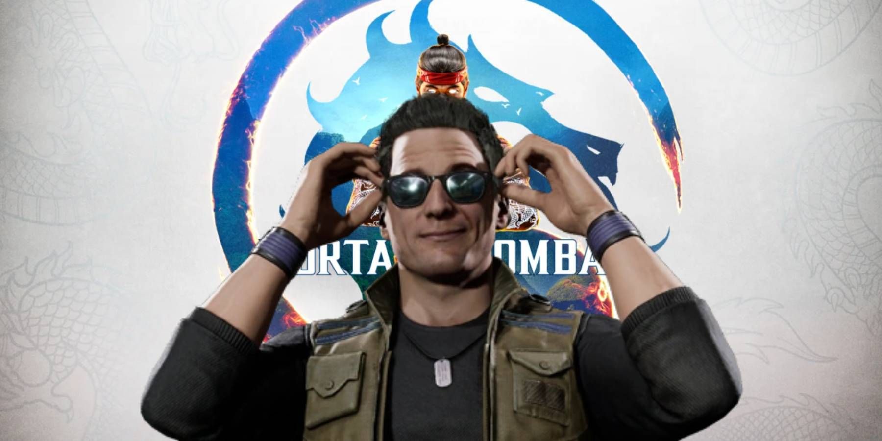 Mortal Kombat 1 title card with Johnny Cage from Mortal Kombat 11