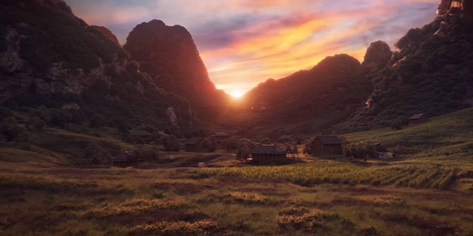 A sunset scene from the Mortal Kombat 1 trailer