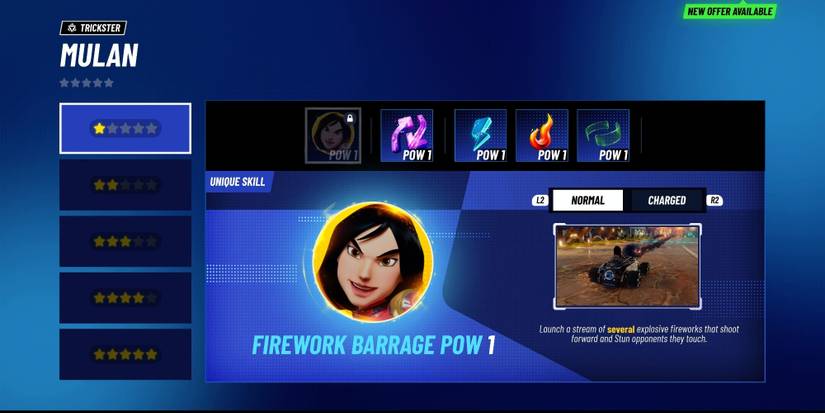 Mulan's unique skill in Disney Speedstorm, known as the Firework Barrage
