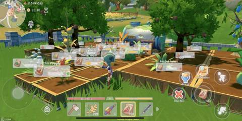 Best Mobile Simulation Games My Time in Portia a farmer watering crops