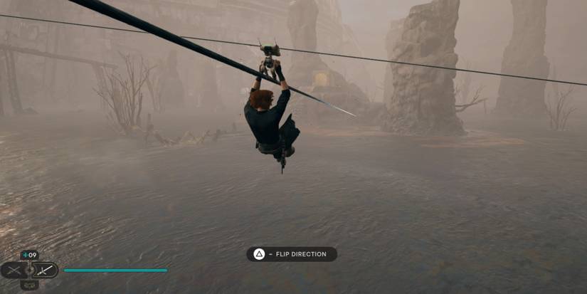 Cal uses a zipline in Star Wars Jedi: Survivor