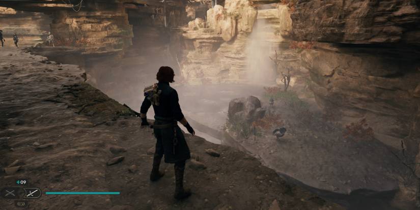 Cal faces a waterfall in Star Wars Jedi: Survivor