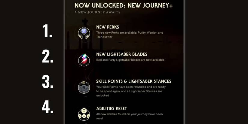 image showing all features in new game plus mode in star wars jedi survivor.