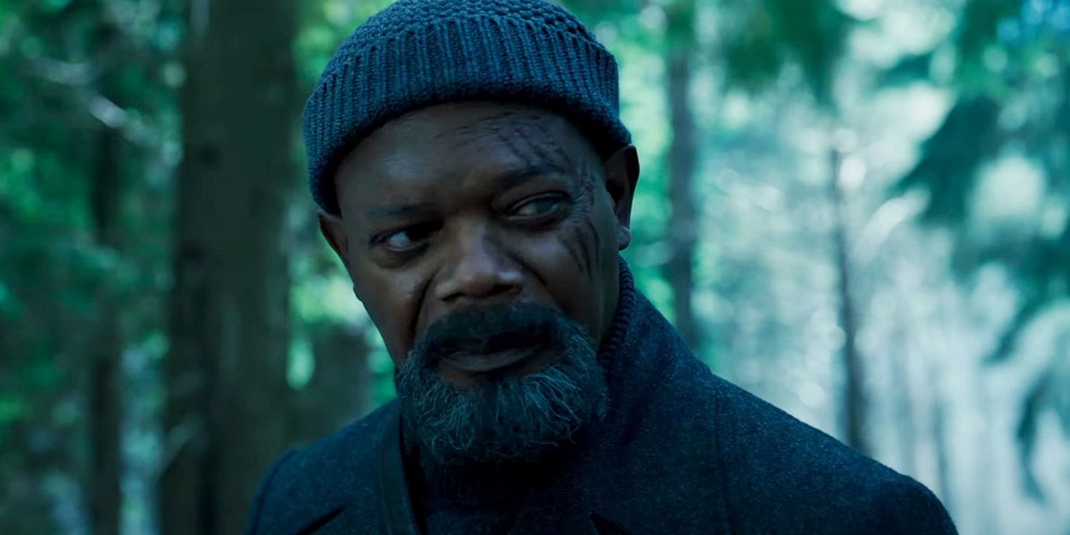 Nick Fury in the woods in Secret Invasion