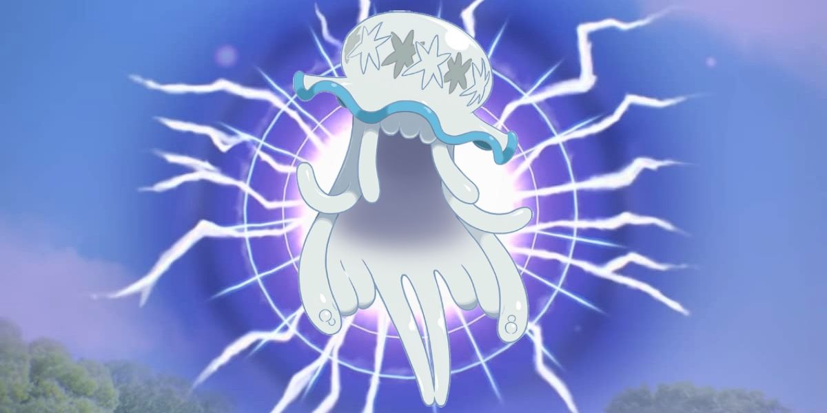 Ultra Beast Nihilego in front of a wormhole
