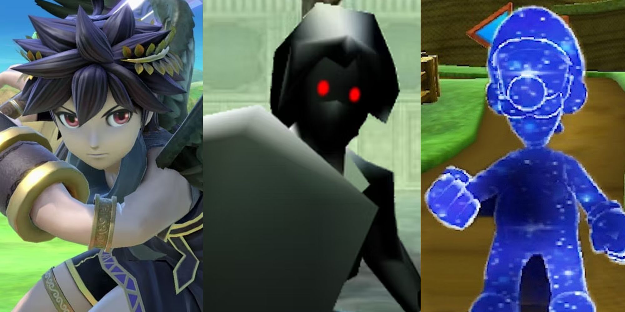 Dark Pit in Smash Bros; Dark Link in Ocarina of Time; Cosmic Luigi in Mario Galaxy