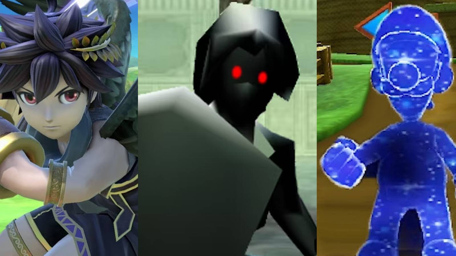Dark Pit in Smash Bros; Dark Link in Ocarina of Time; Cosmic Luigi in Mario Galaxy