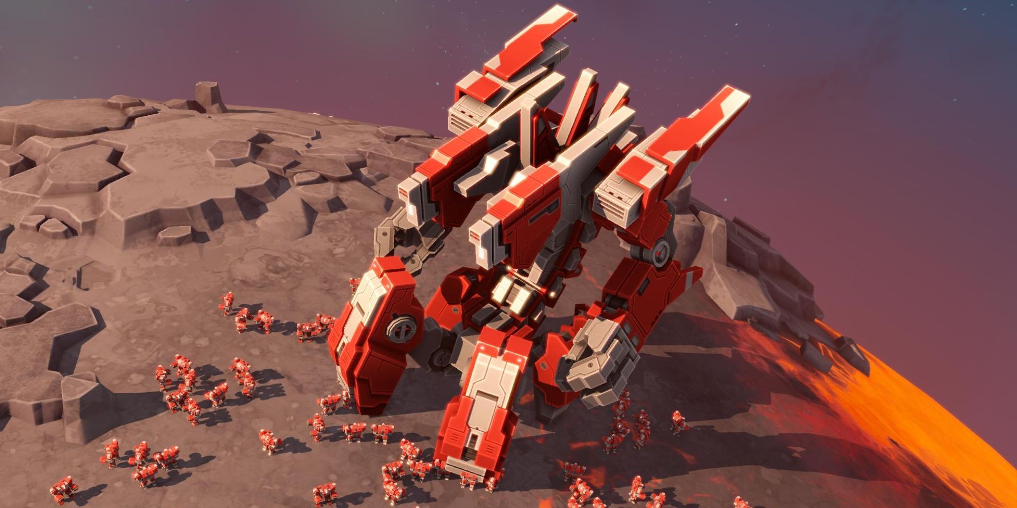 A Titan-class unit on a rock planet in Planetary Annihilation: TITANS