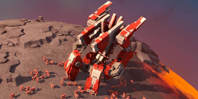 A Titan-class unit on a rock planet in Planetary Annihilation: TITANS