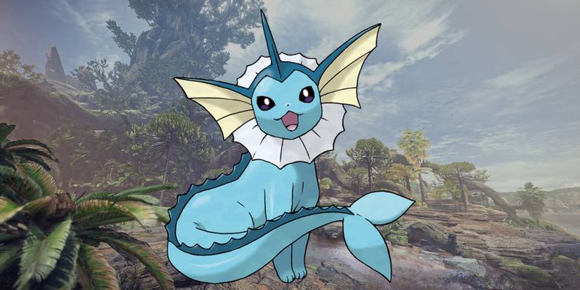 pokemon vaporeon monster hunter fan drawing mizutsune