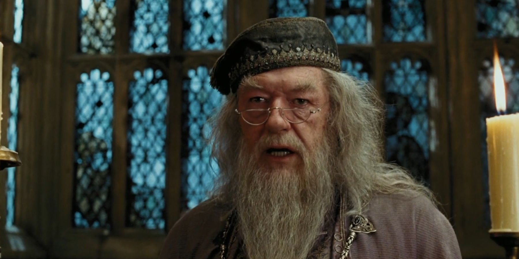 Professor Albus Dumbledore at the Great Hall in Harry Potter and the Prisoner of Azkaban.