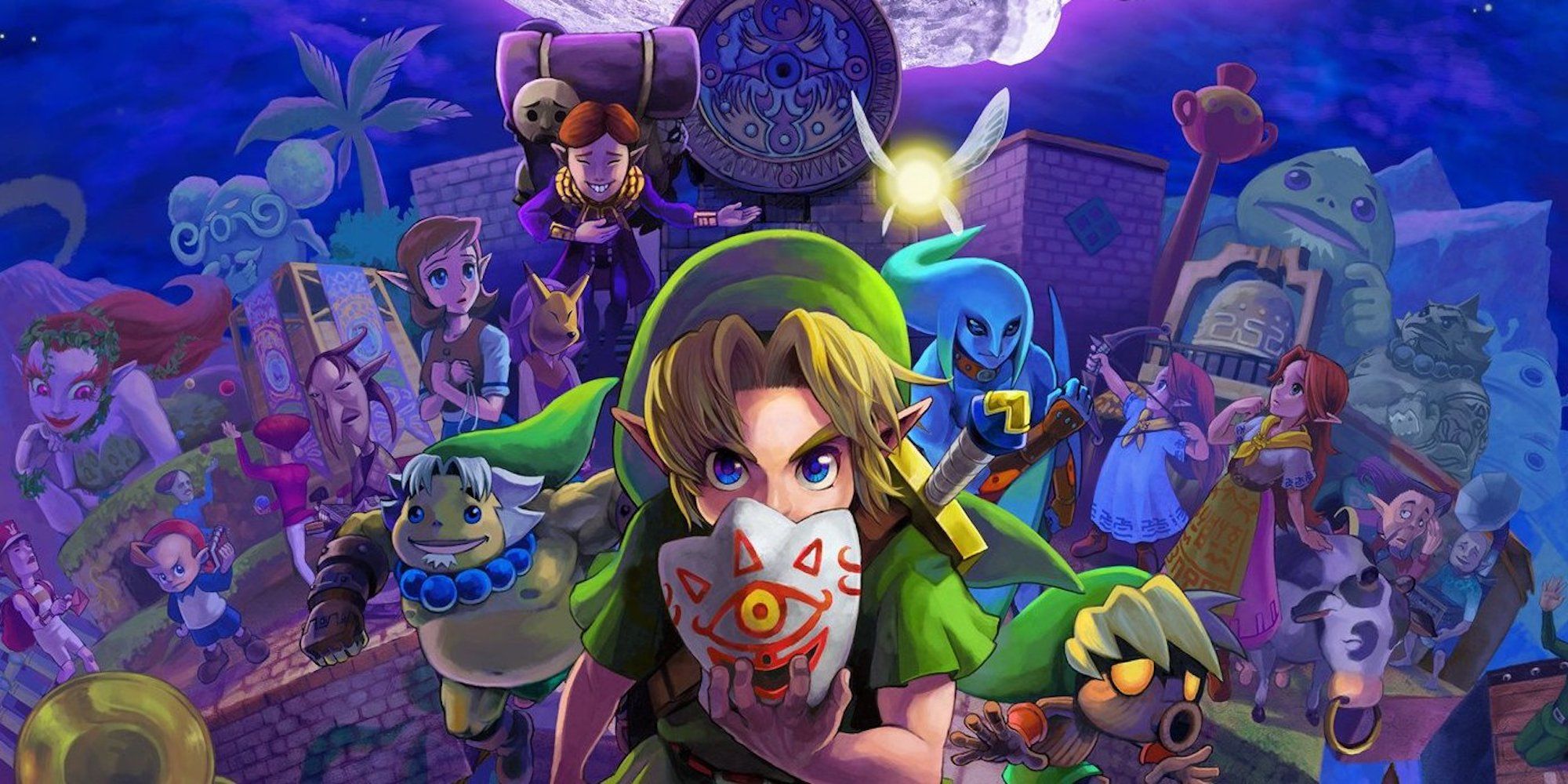 Art Promotionnel Mettant En Vedette Des Personnages Dans The Legend Of Zelda Majora'S Mask