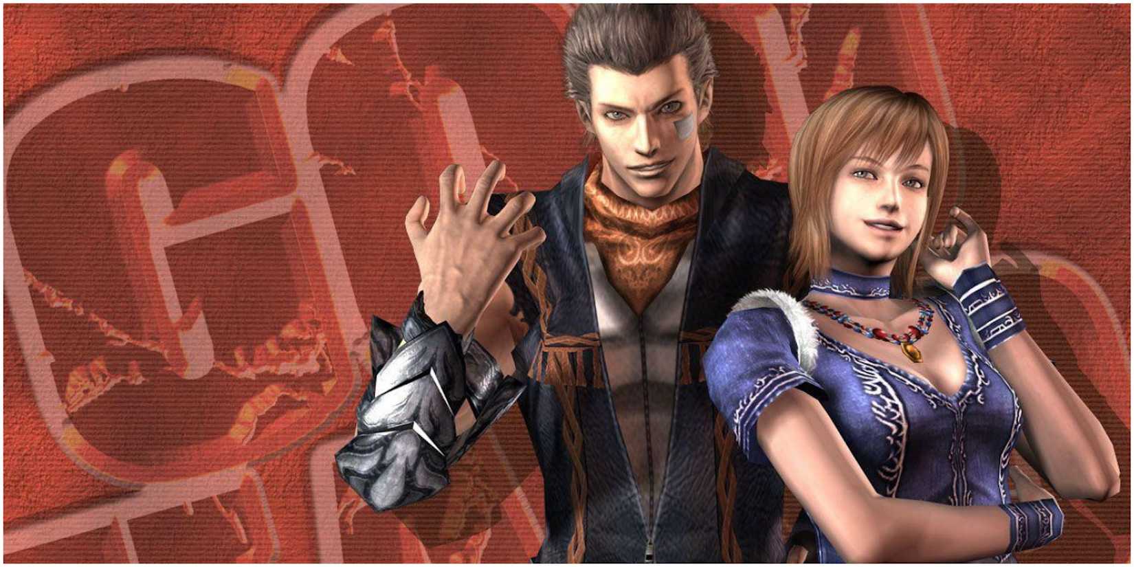 Promo art featuring Gene and Olivia in God Hand