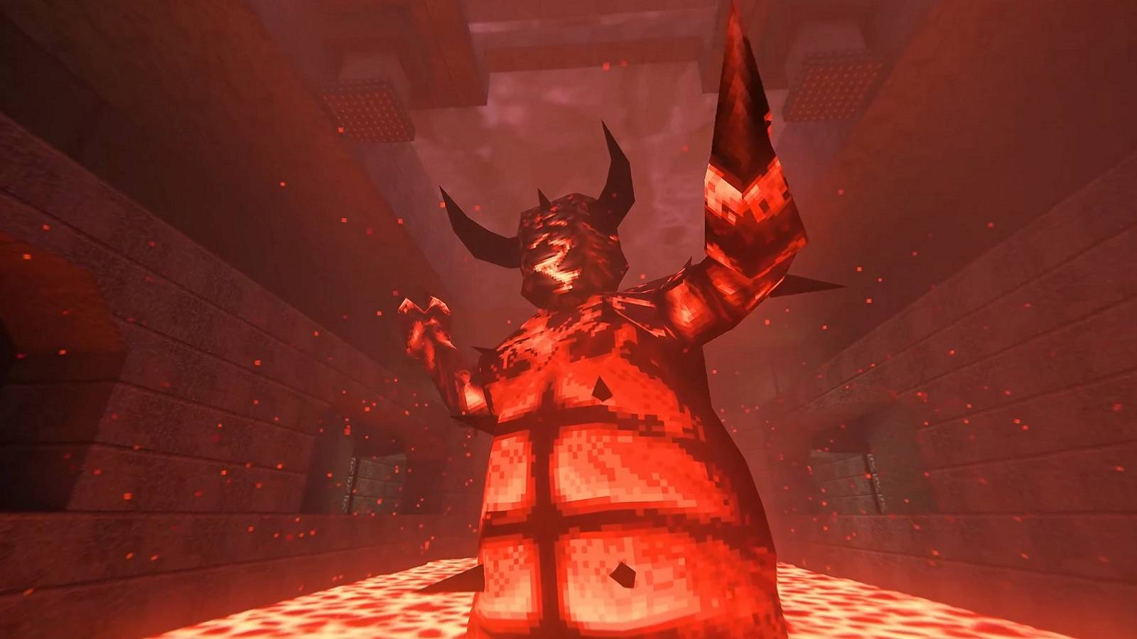 Image of the lava boss Chthon from the original Quake.