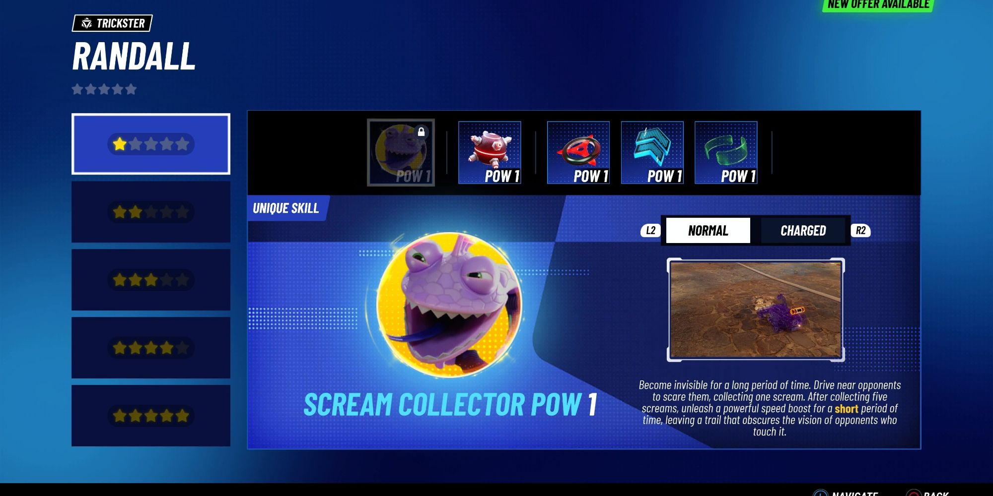 Randall's unique skill in Disney Speedstorm, known as Scream Collector