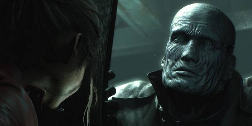 Mr X peeking through a door