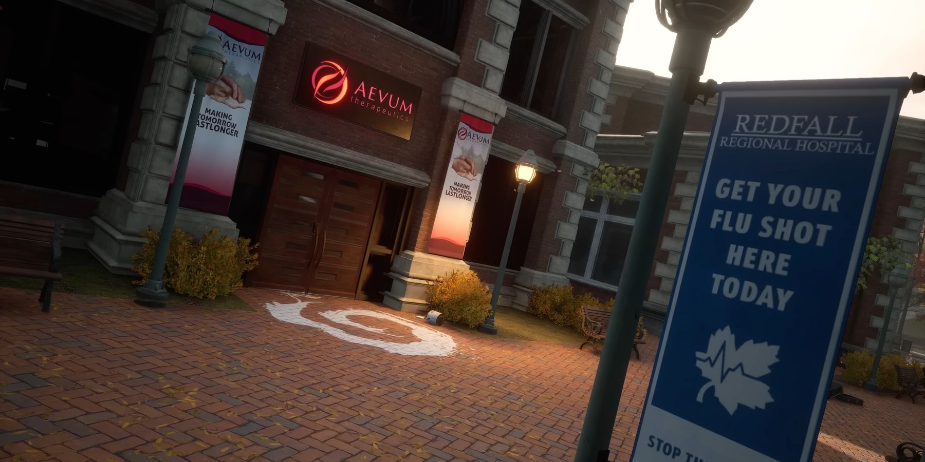 Exterior of an Aevum clinic in Redfall