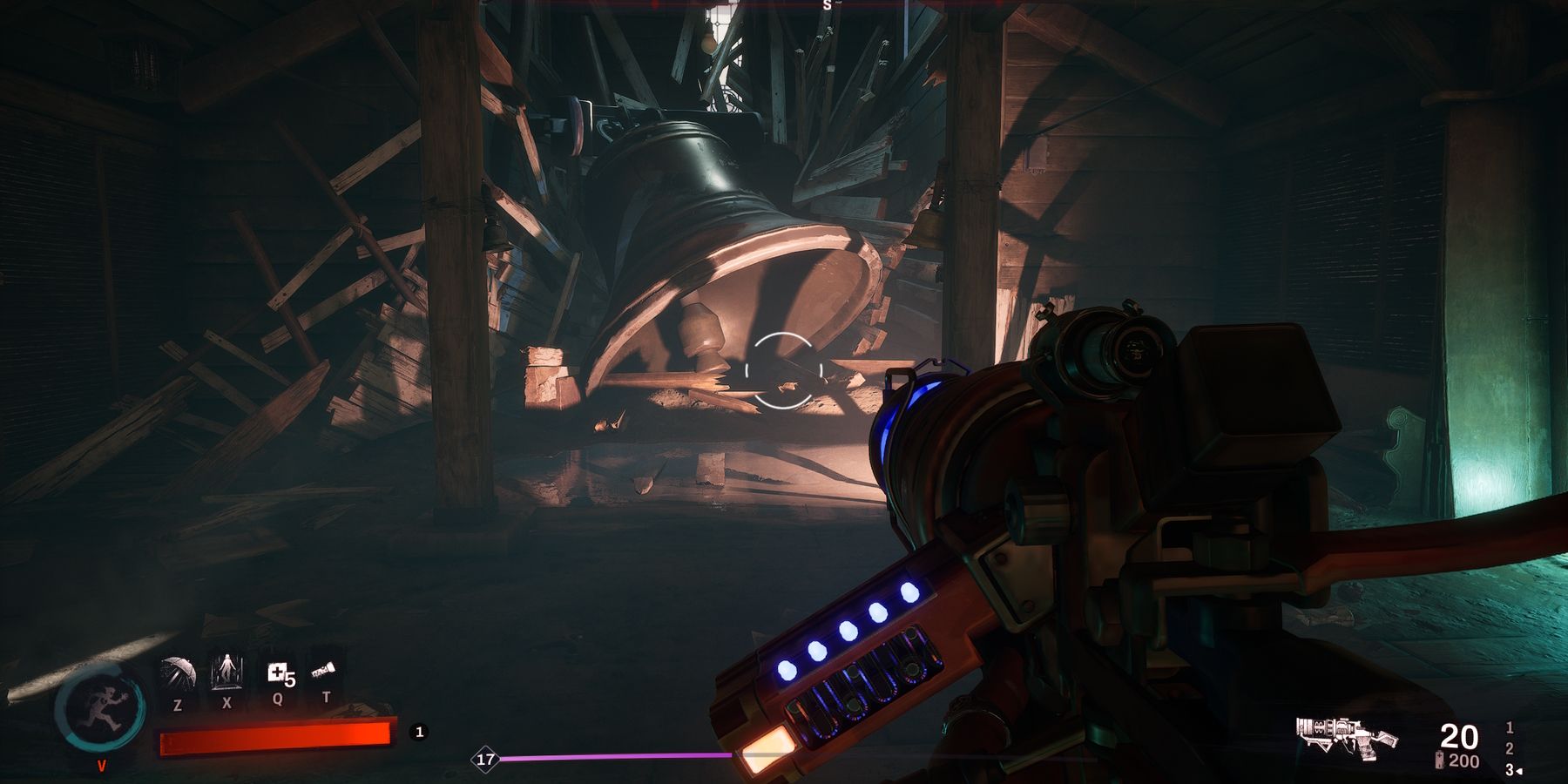 A player wielding a UV Blaster weapon in Redfall