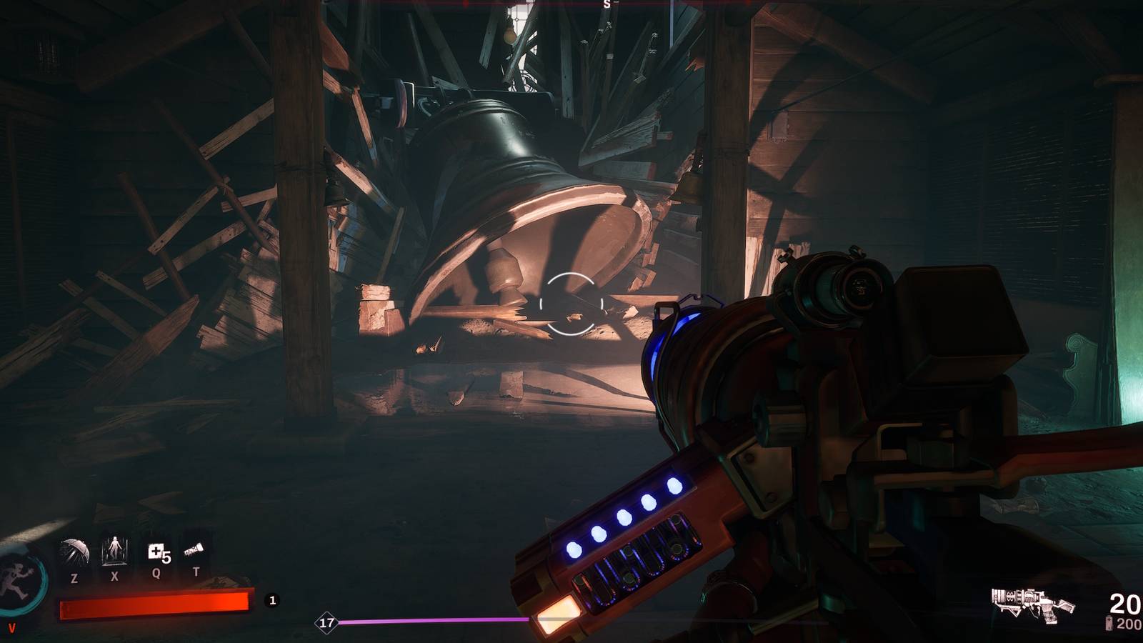 A player wielding a UV Blaster weapon in Redfall