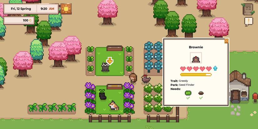 Player walks with pet chicken called Brownie in Research Story