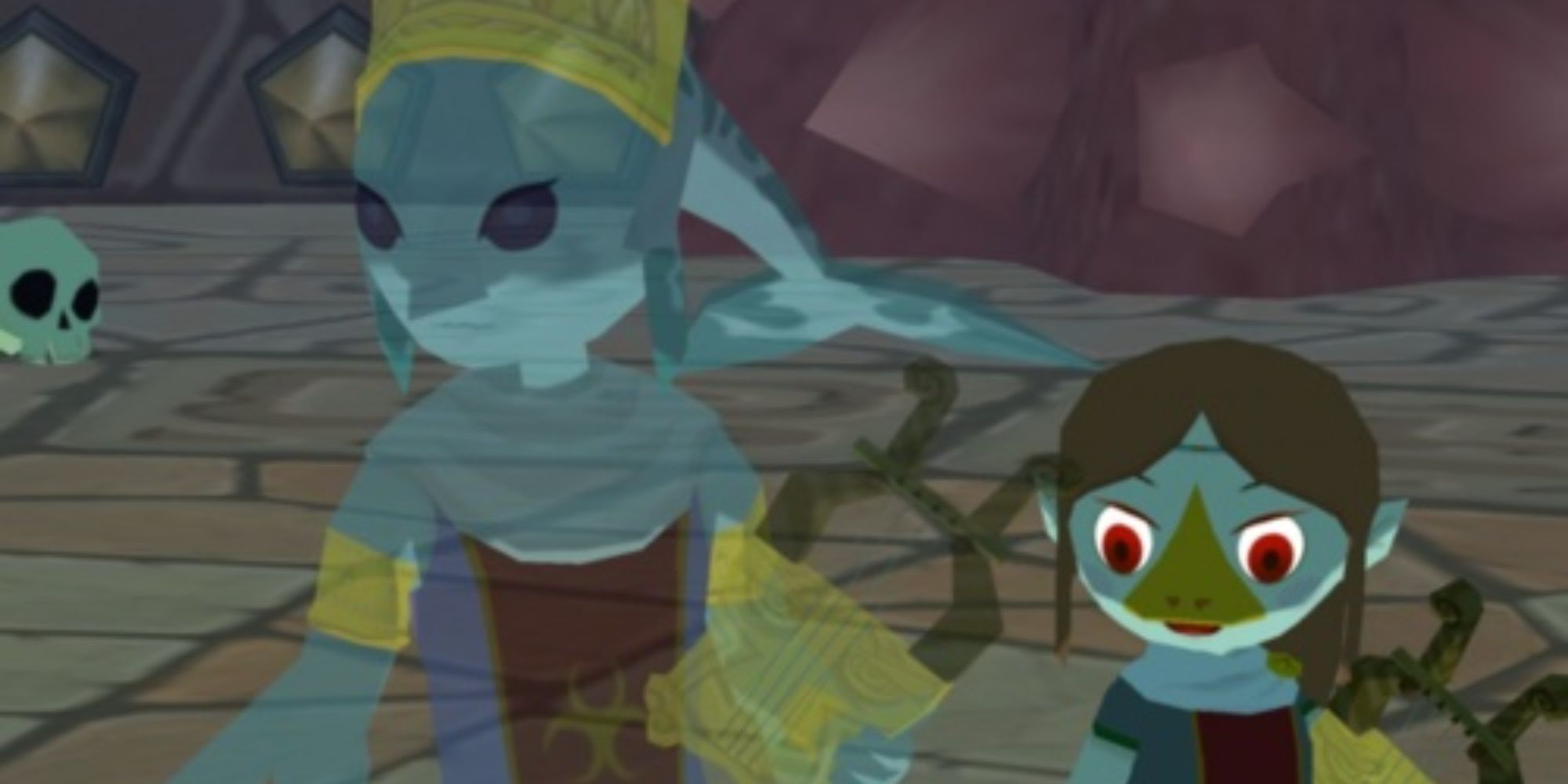 The ghost of Laruto and Medli in The Wind Waker