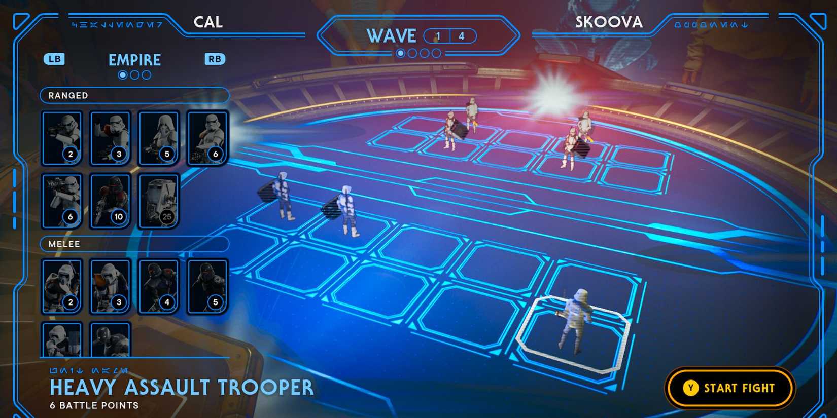 image showing how to beat the first round of skoova fight in holotactics of star wars jedi survivor.