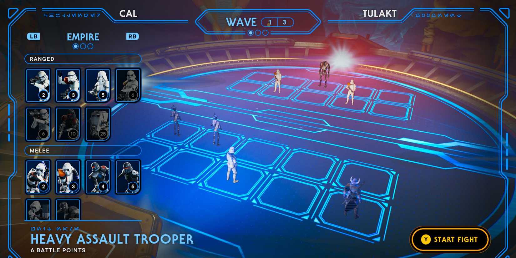 image showing how to beat the first round of tulakt fight in holotactics of star wars jedi survivor.