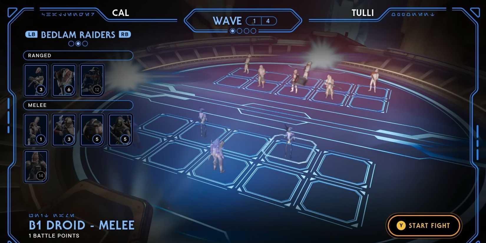 image showing how to beat the first round of tulli fight in holotactics of star wars jedi survivor.