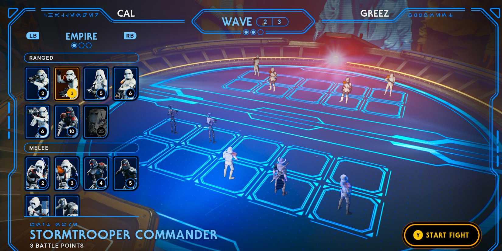 round-2-image showing how to beat the second round of greez fight in holotactics of star wars jedi survivor.greez-holotactics-star-wars-jedi-survivor