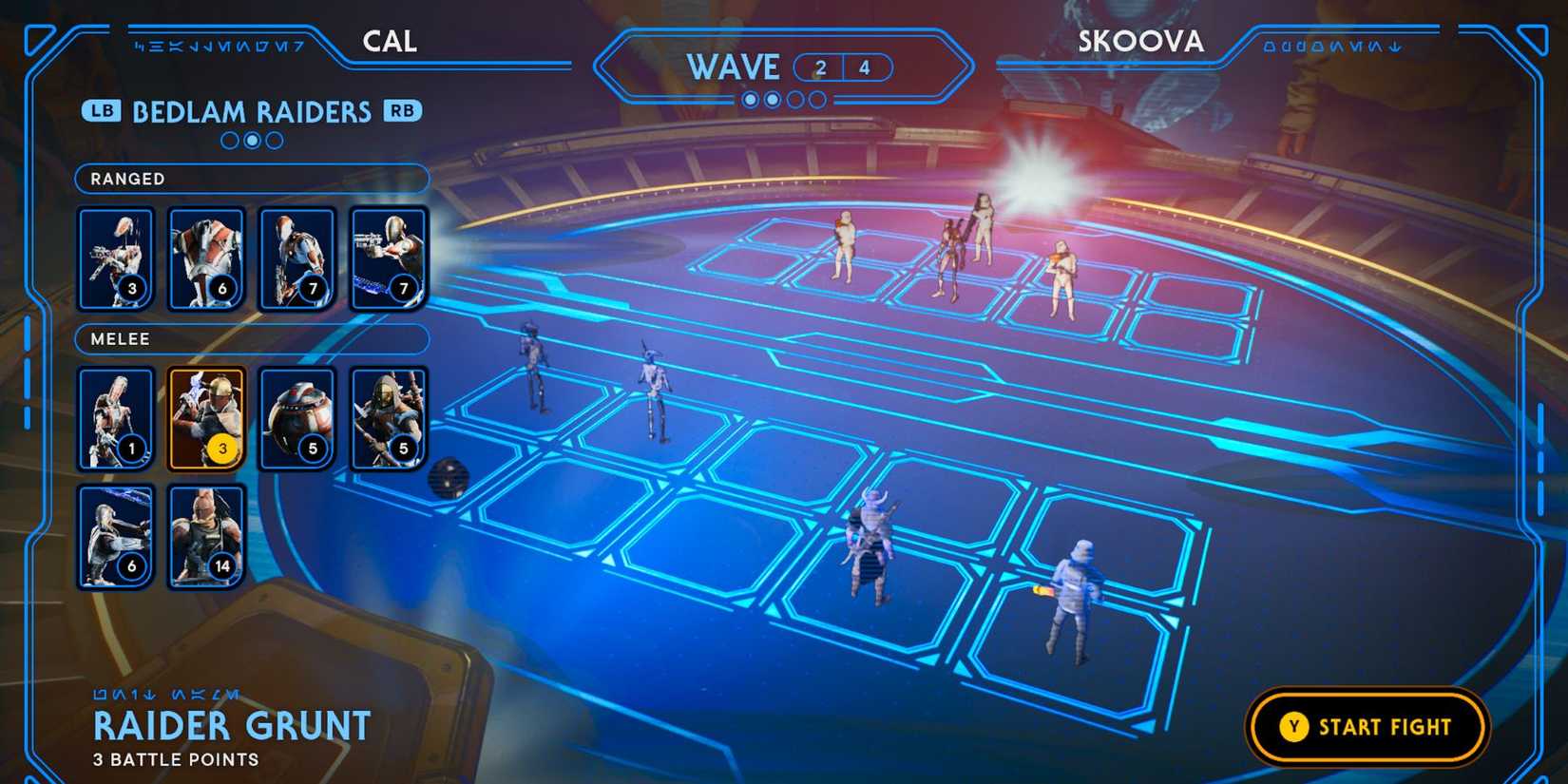 round-2-skoova-holimage showing how to beat the second round of skoova fight in holotactics of star wars jedi survivor.otactics-star-wars-jedi-survivor