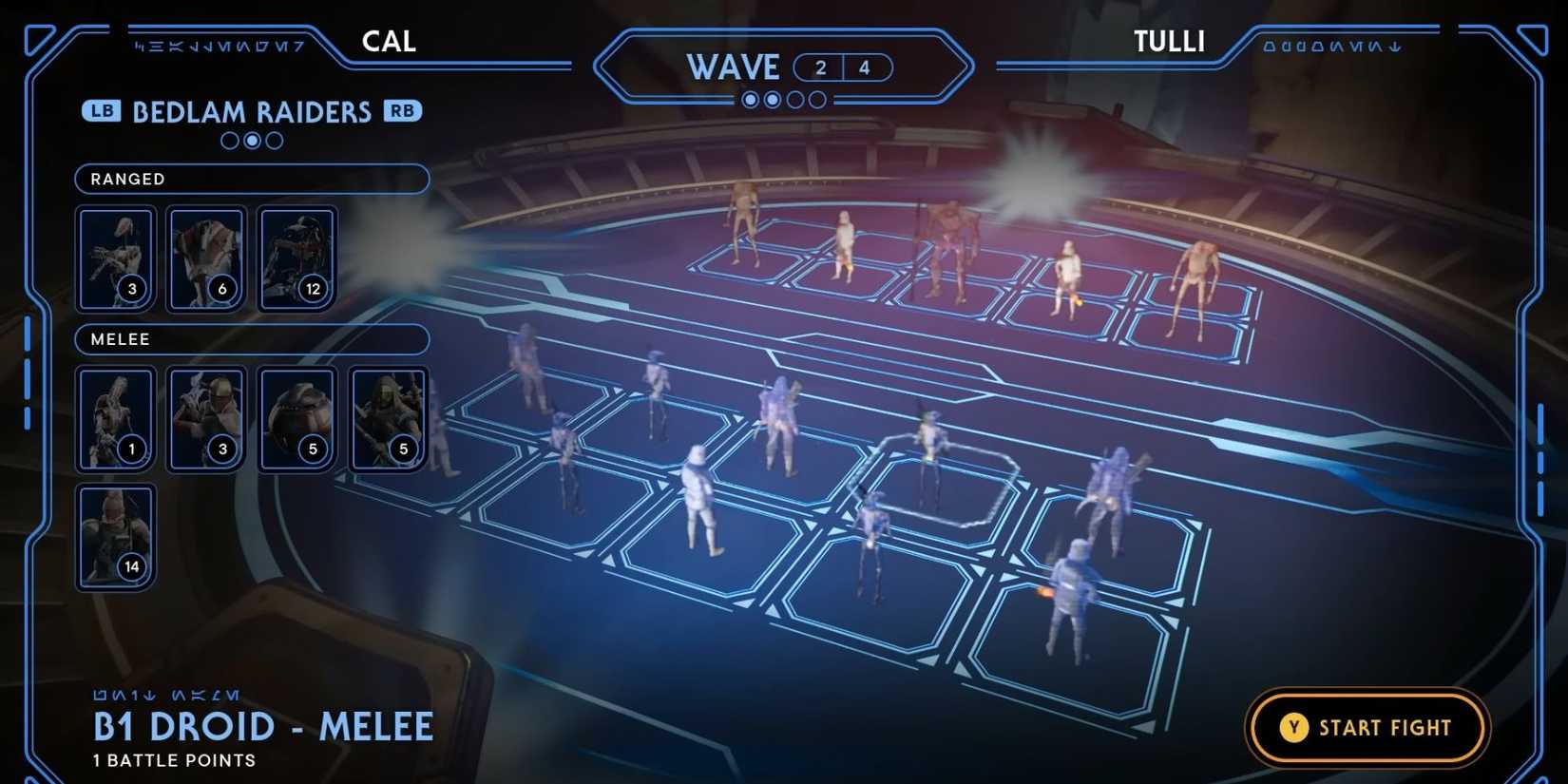image showing how to beat the second round of tulli fight in holotactics of star wars jedi survivor.