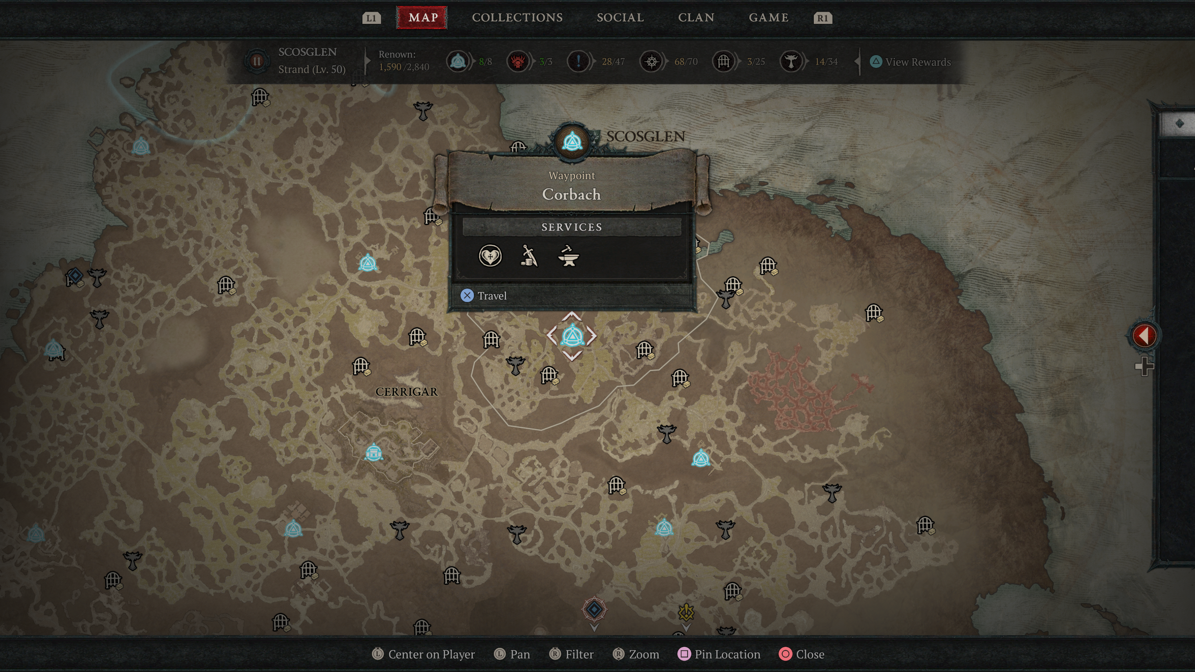 Scosglen Waypoints in Diablo 4 Corbach
