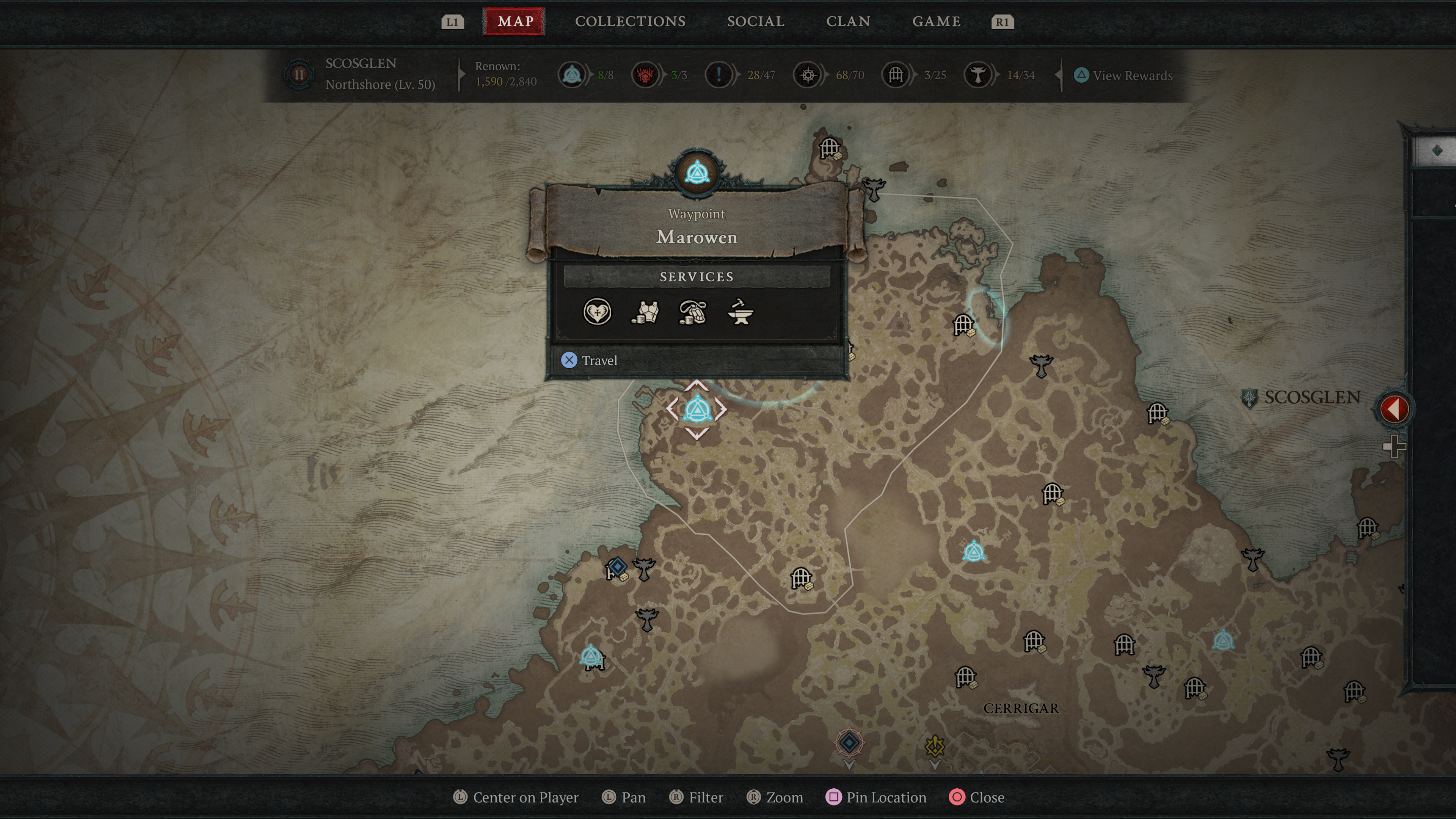 Scosglen Waypoints in Diablo 4 Marowen