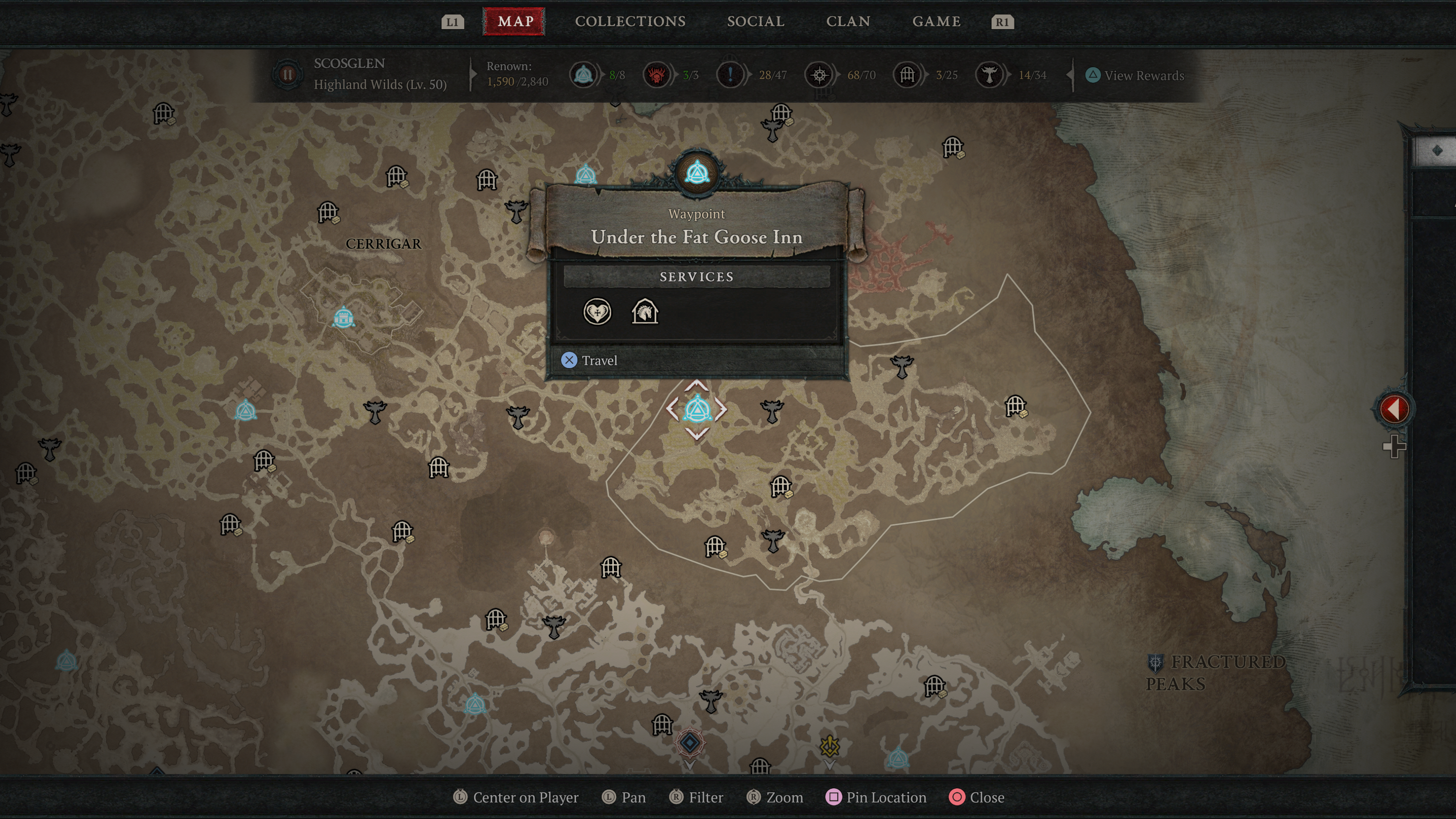 Scosglen Waypoints in Diablo 4 Under the Fat Goose Inn