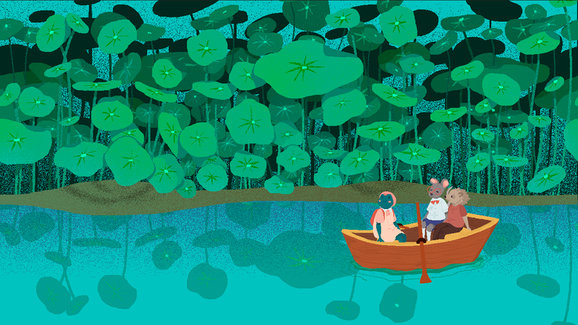 Teacup frog and friends on a boat