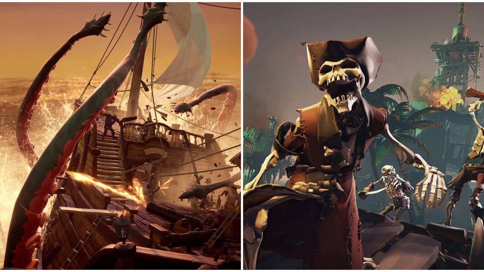 Sea of Thieves Skeleton and Kraken Enemies