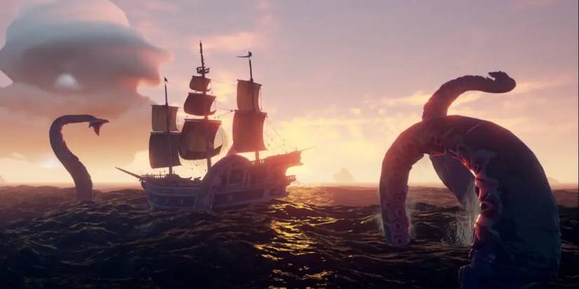 Sea of Thieves Kraken Attacking Ship