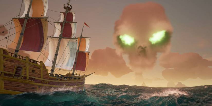 Sea of Thieves Ship Sailing to Skeleton Fort