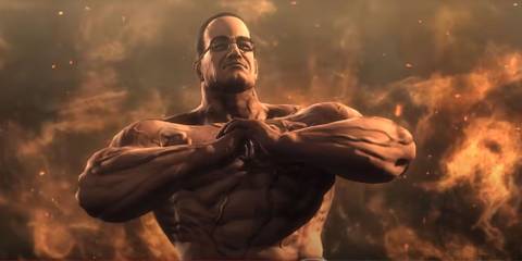 metal gear Senator Armstrong flexing muscles