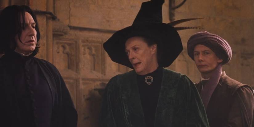 Severus Snape Minerva McGonagall and Quirinus Quirrell in Harry Potter and the Sorcerer's Stone.