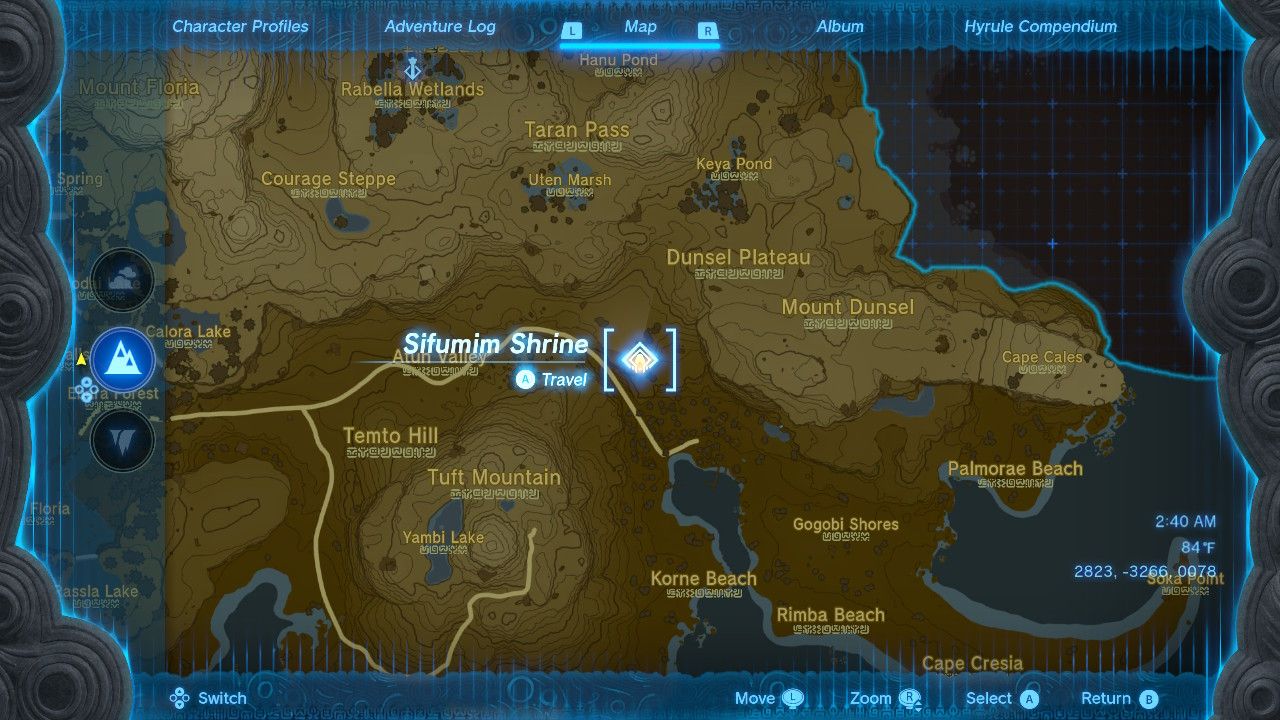 sifumim shrine map totk