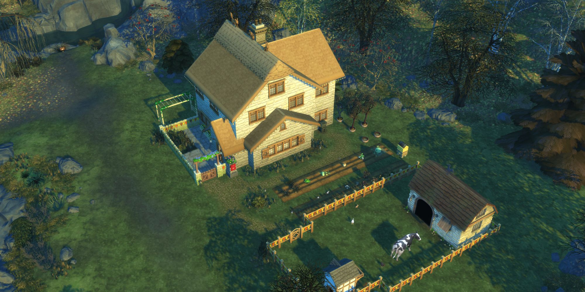 A country farmhouse in The Sims 4