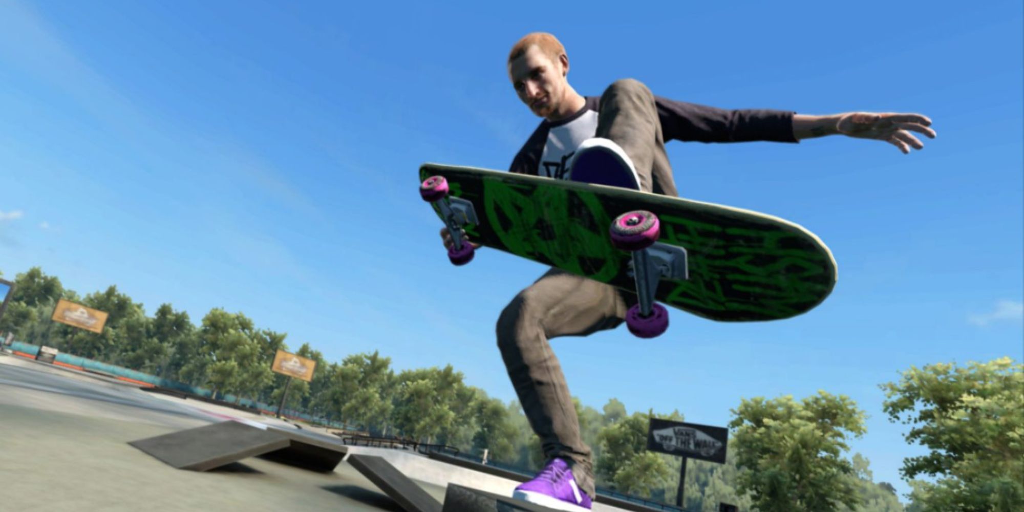 A close up of a skater doing tricks in Skate 3