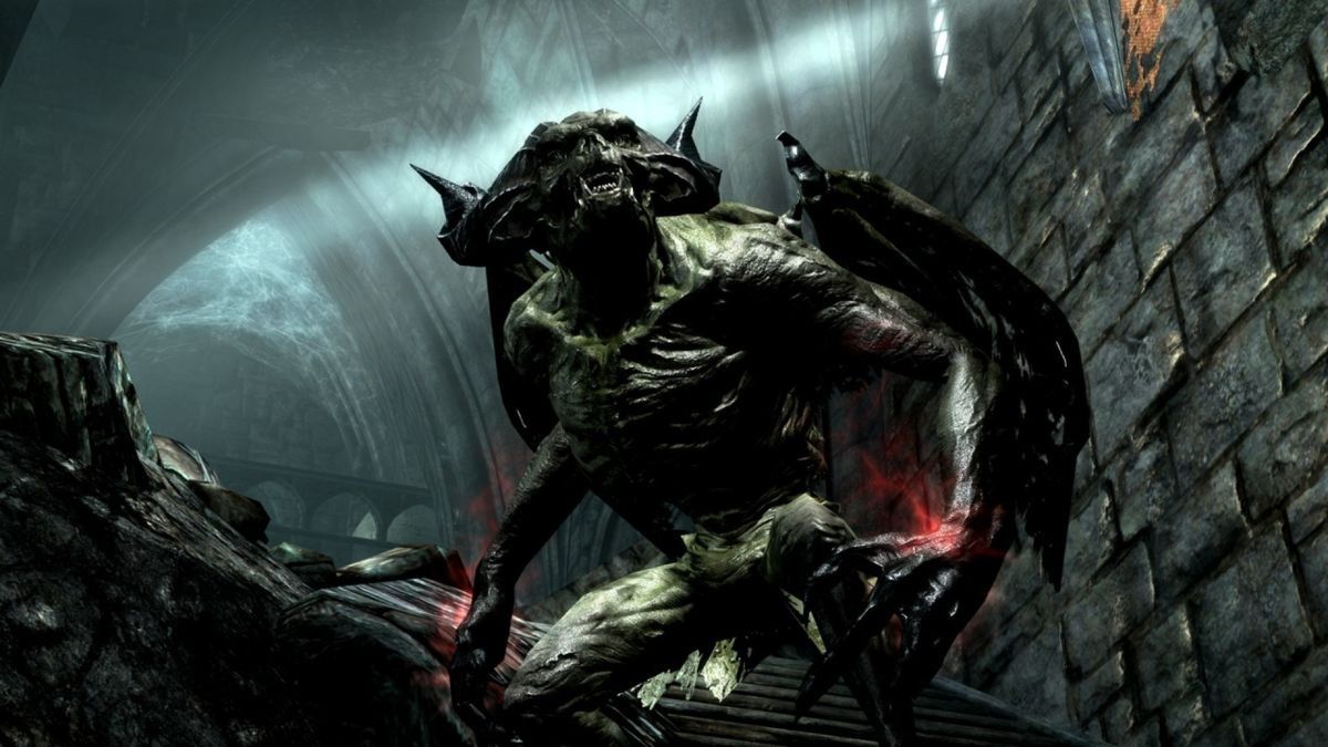 Image from Skyrim showing a Gargoyle-looking vampire creature.