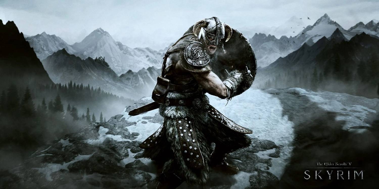 Image from Skyrim showing the Dragonborn about to perform a Shout.