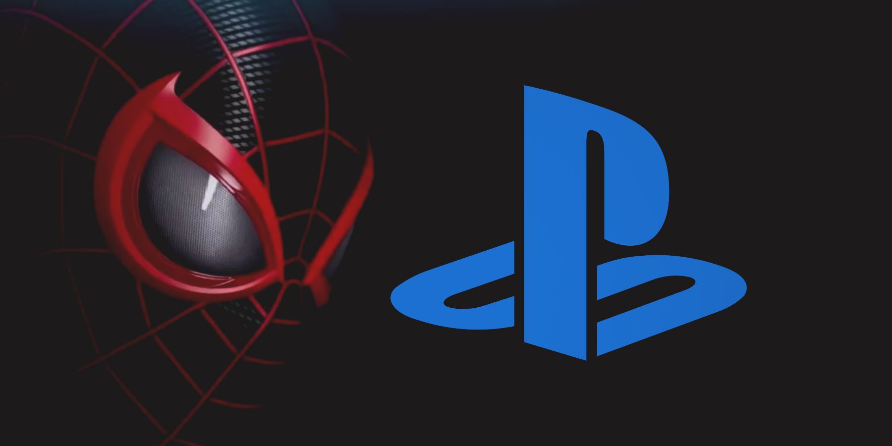 Spider-Man Miles Morales looking at PlayStation logo emblem