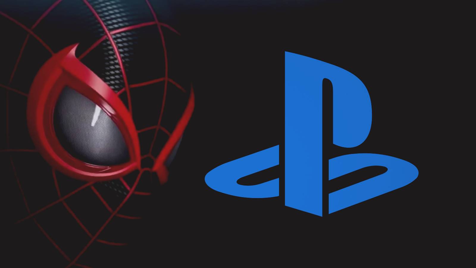 Spider-Man Miles Morales looking at PlayStation logo emblem