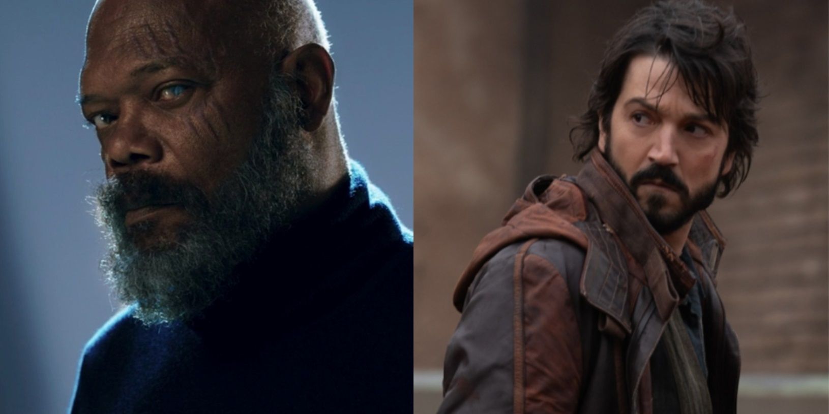 Split image of Nick Fury in Secret Invasion and Cassian Andor in Andor