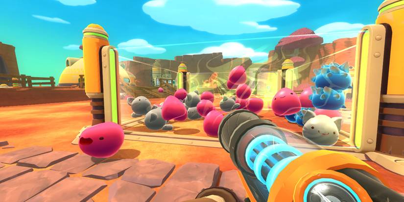 Slime Rancher putting slimes in pens